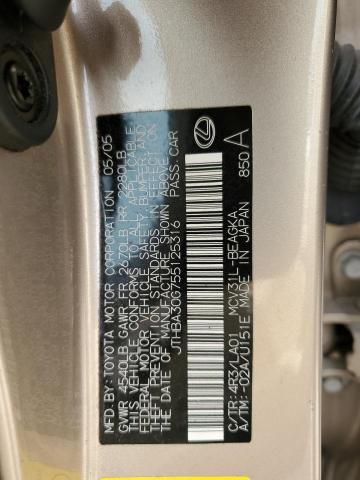 Photo 10 from auction – 2005 LEXUS ES 330 with VIN JTHBA30G755125316