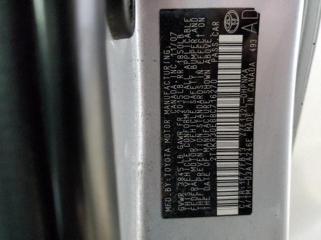 Photo 10 from auction – 2008 TOYOTA COROLLA MA with VIN 2T1KR30E68C716270