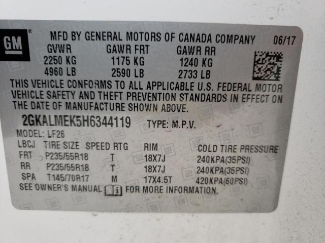 Photo 10 from auction – 2017 GMC TERRAIN SL with VIN 2GKALMEK5H6344119