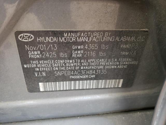 Photo 10 from auction – 2014 HYUNDAI SONATA GLS with VIN 5NPEB4AC3EH843135