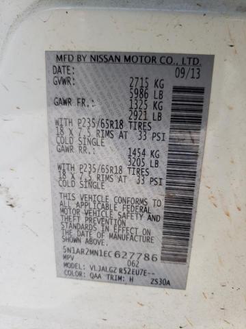 Photo 10 from auction – 2014 NISSAN PATHFINDER with VIN 5N1AR2MN1EC627786