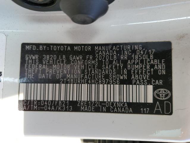 Photo 10 from auction – 2017 TOYOTA COROLLA L with VIN 2T1BURHE4HC897956