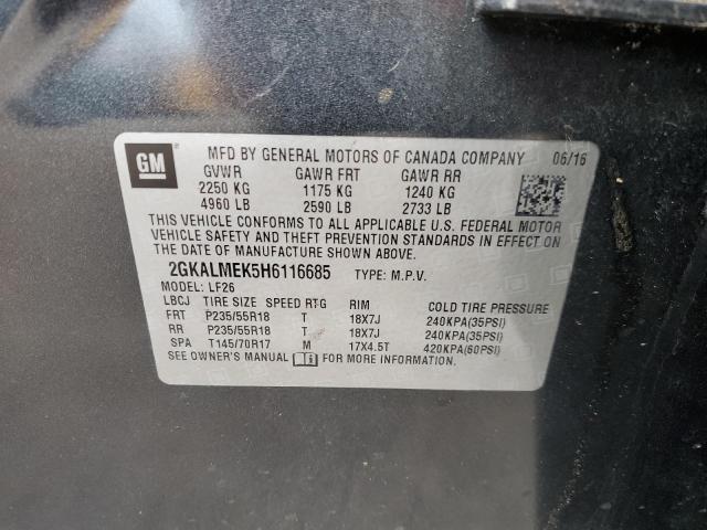 Photo 10 from auction – 2017 GMC TERRAIN SL with VIN 2GKALMEK5H6116685