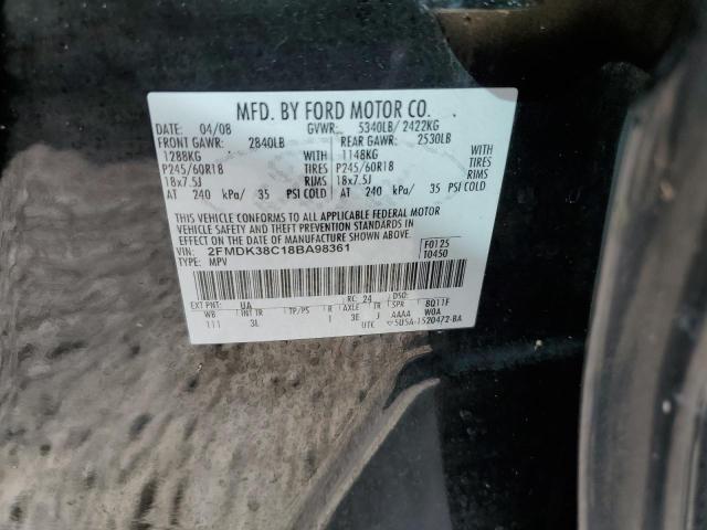 Photo 10 from auction – 2008 FORD EDGE SEL with VIN 2FMDK38C18BA98361