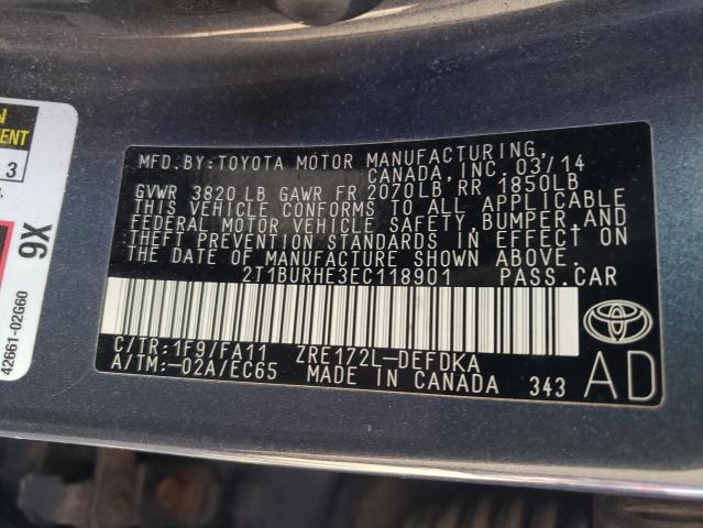 Zdjęcie 10 z aukcji – 2014 TOYOTA COROLLA L z VIN 2T1BURHE3EC118901