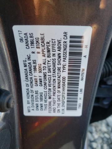 Photo 10 from auction – 2017 HONDA CIVIC LX with VIN 2HGFC2F51HH564300