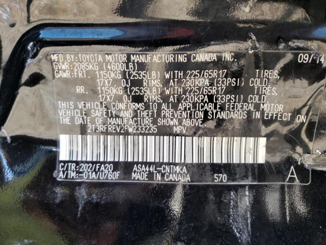 Photo 10 from auction – 2015 TOYOTA RAV4 XLE with VIN 2T3RFREV2FW233235