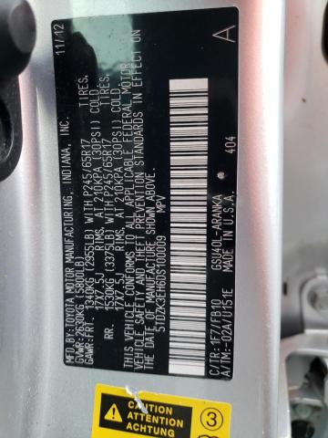 Photo 10 from auction – 2013 TOYOTA HIGHLANDER with VIN 5TDZK3EH6DS100009