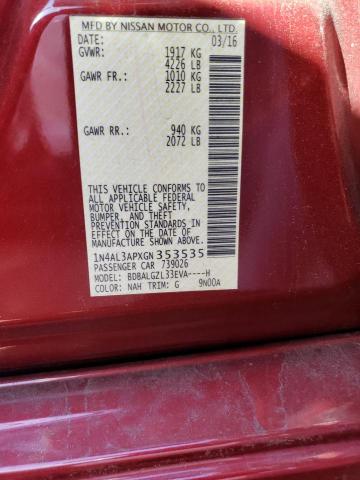Photo 10 from auction – 2016 NISSAN ALTIMA 2.5 with VIN 1N4AL3APXGN353535
