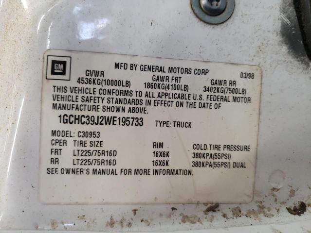 Photo 10 from auction – 1998 CHEVROLET GMT-400 C3 with VIN 1GCHC39J2WE195733