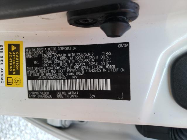 Photo 10 from auction – 2010 LEXUS RX 350 with VIN JTJZK1BA6A2408485