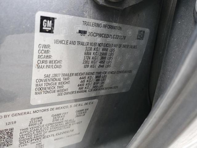 Photo 10 from auction – 2020 CHEVROLET 1500 with VIN 3GCPWCED7LG220178