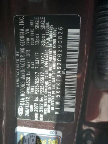 Photo 10 from auction – 2012 KIA SORENTO BA with VIN 5XYKT3A62CG290826
