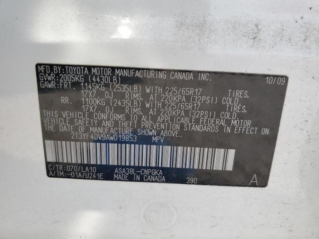 Photo 10 from auction – 2010 TOYOTA RAV4 LIMIT with VIN 2T3YF4DV9AW019853