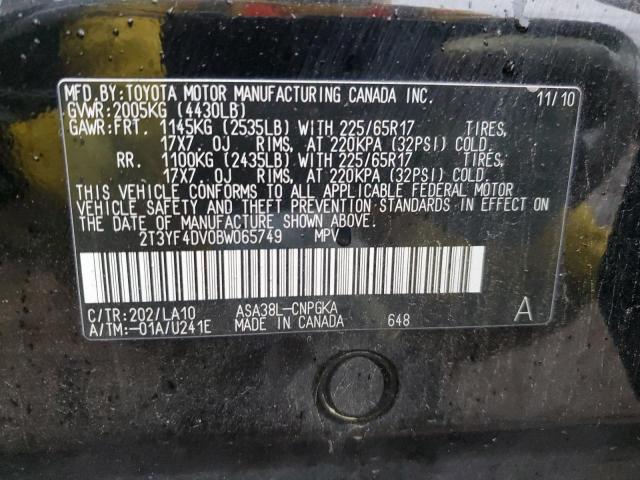 Photo 10 from auction – 2011 TOYOTA RAV4 LIMIT with VIN 2T3YF4DV0BW065749
