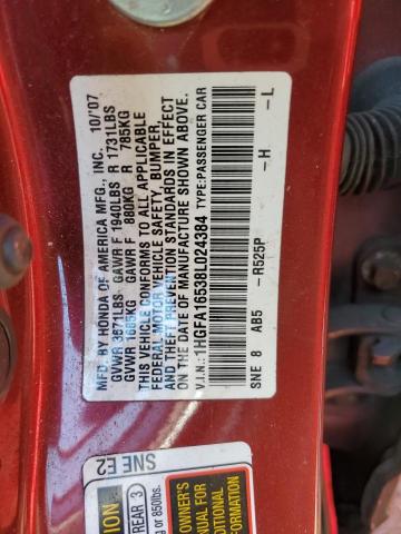 Photo 10 from auction – 2008 HONDA CIVIC LX with VIN 1HGFA16538L024384