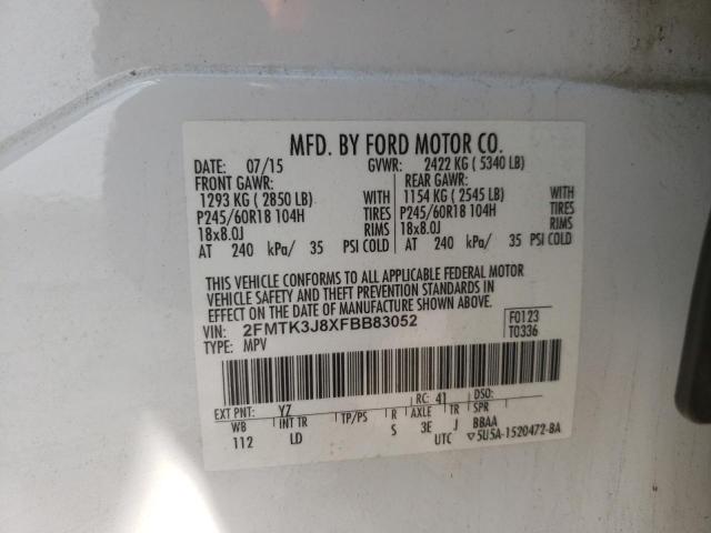Photo 10 from auction – 2015 FORD EDGE SEL with VIN 2FMTK3J8XFBB83052
