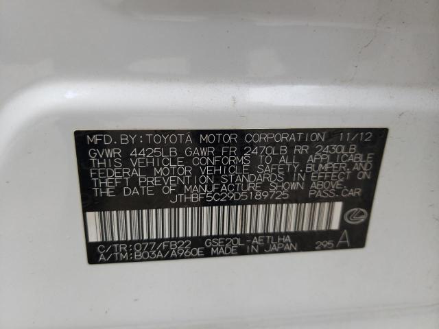 Photo 10 from auction – 2013 LEXUS IS 250 with VIN JTHBF5C29D5189725