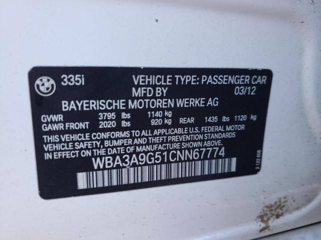 Photo 10 from auction – 2012 BMW 335 I with VIN WBA3A9G51CNN67774