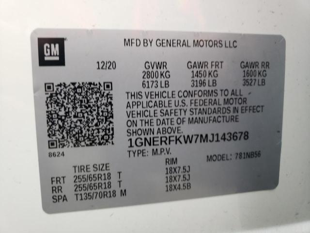 Photo 10 from auction – 2021 CHEVROLET TRAVERSE L with VIN 1GNERFKW7MJ143678
