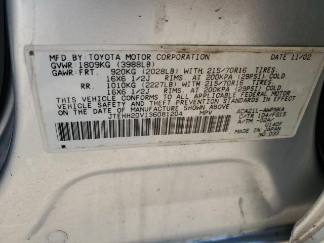 Photo 10 from auction – 2003 TOYOTA RAV4 with VIN JTEHH20V136081204