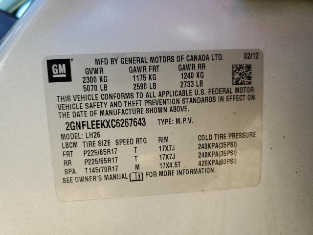 Photo 10 from auction – 2012 CHEVROLET EQUINOX LT with VIN 2GNFLEEKXC6267643