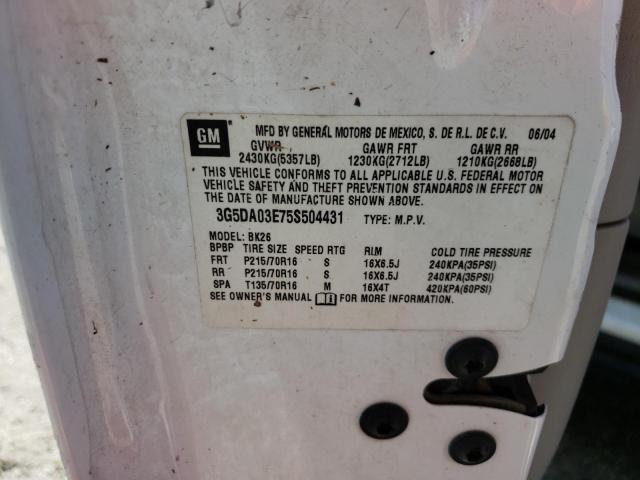 Photo 10 from auction – 2005 BUICK RENDEZVOUS with VIN 3G5DA03E75S504431