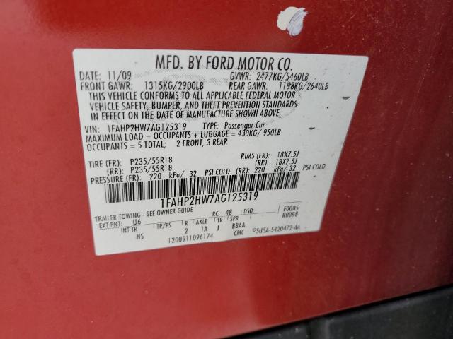 Photo 10 from auction – 2010 FORD TAURUS SEL with VIN 1FAHP2HW7AG125319