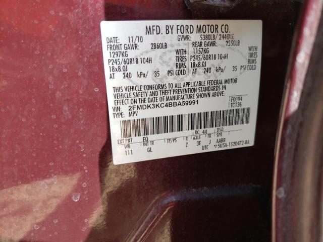 Photo 10 from auction – 2011 FORD EDGE LIMIT with VIN 2FMDK3KC4BBA59991