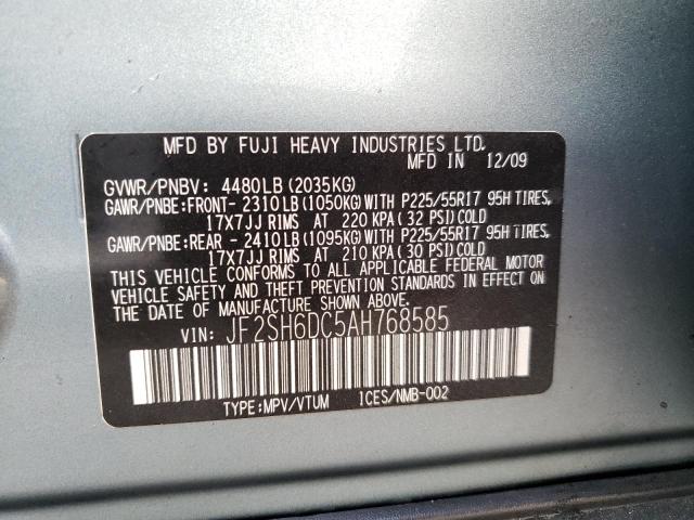 Photo 10 from auction – 2010 SUBARU FORESTER 2 with VIN JF2SH6DC5AH768585