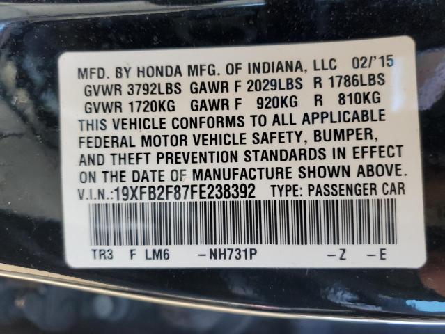 Photo 10 from auction – 2015 HONDA CIVIC EX with VIN 19XFB2F87FE238392