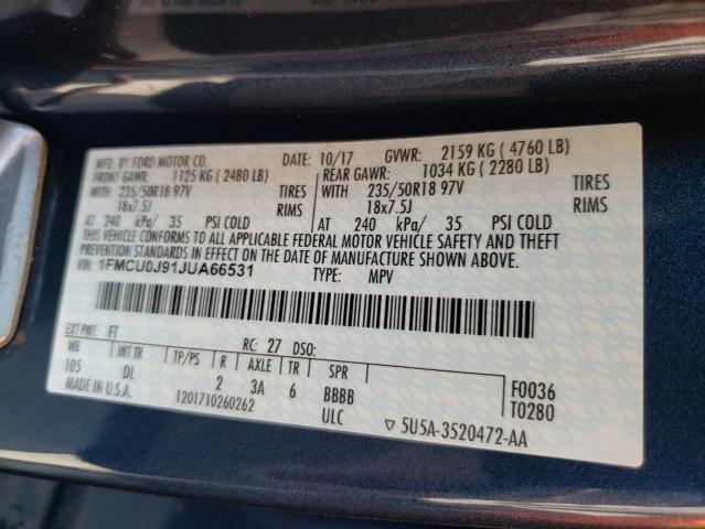 Photo 10 from auction – 2018 FORD ESCAPE TIT with VIN 1FMCU0J91JUA66531