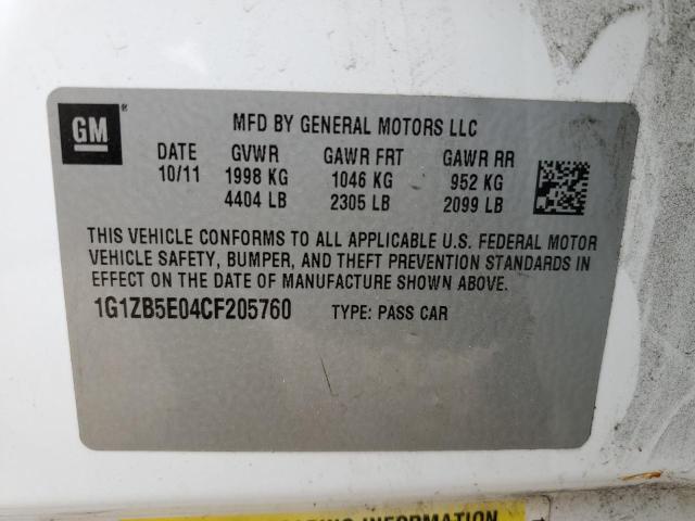 Photo 10 from auction – 2012 CHEVROLET MALIBU with VIN 1G1ZB5E04CF205760