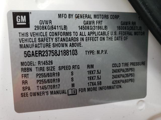 Photo 10 from auction – 2008 BUICK ENCLAVE CX with VIN 5GAER23758J188103