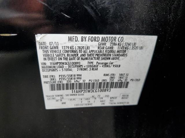 Photo 10 from auction – 2012 FORD TAURUS SEL with VIN 1FAHP2EW3CG100893