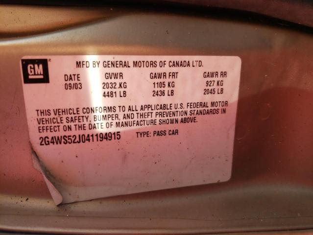 Photo 10 from auction – 2004 BUICK CENTURY CU with VIN 2G4WS52J041194915