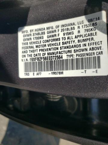 Photo 10 from auction – 2014 HONDA CIVIC LX with VIN 19XFB2F56EE072564