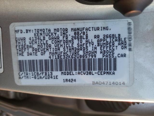 Photo 10 from auction – 2002 TOYOTA CAMRY LE with VIN 4T1BE32K62U005799