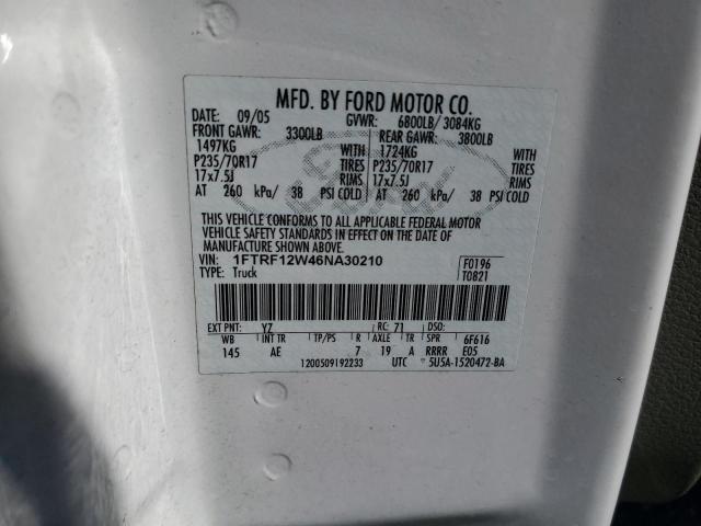 Photo 10 from auction – 2006 FORD F150 with VIN 1FTRF12W46NA30210