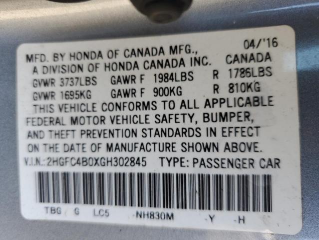 Photo 10 from auction – 2016 HONDA CIVIC LX with VIN 2HGFC4B0XGH302845