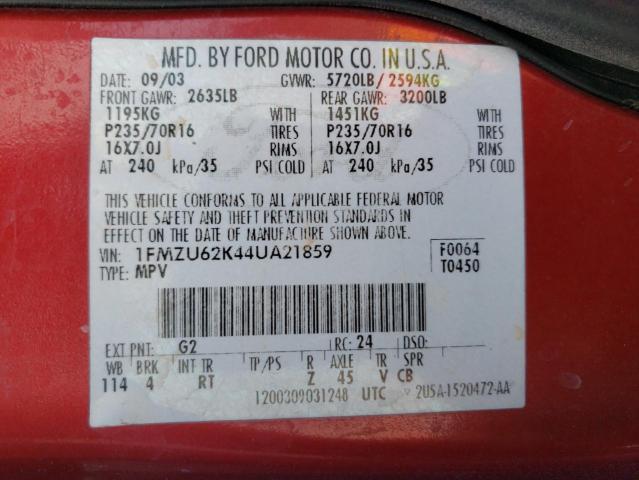Photo 10 from auction – 2004 FORD EXPLORER X with VIN 1FMZU62K44UA21859
