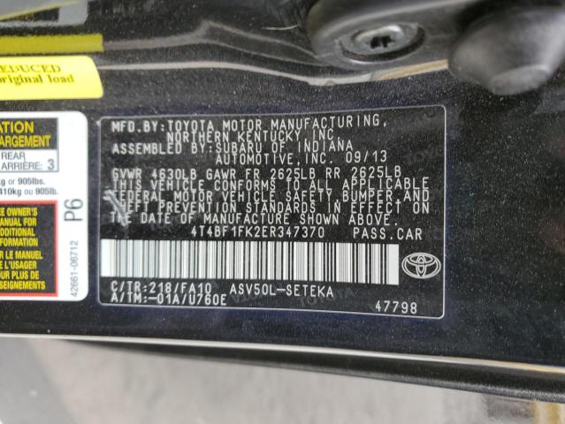Photo 10 from auction – 2014 TOYOTA CAMRY L with VIN 4T4BF1FK2ER347370