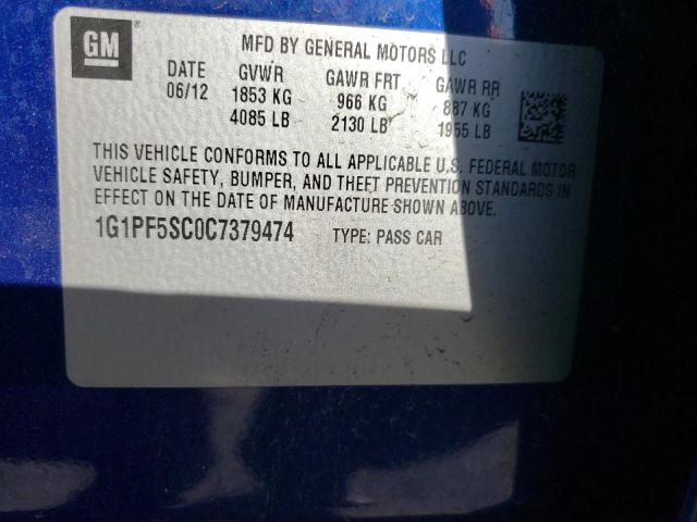 Photo 10 from auction – 2012 CHEVROLET CRUZE LT with VIN 1G1PF5SC0C7379474