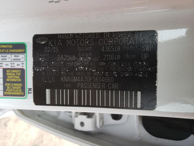 Photo 10 from auction – 2015 KIA OPTIMA LX with VIN KNAGM4A70F5614660