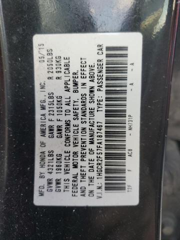 Photo 10 from auction – 2015 HONDA ACCORD SPO with VIN 1HGCR2F57FA187467
