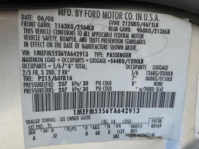Photo 10 from auction – 2000 MERCURY SABLE with VIN 1MEFM55S6YA642913