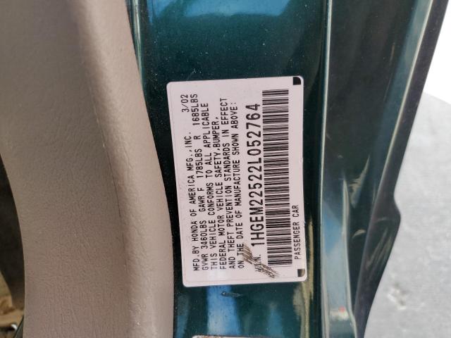 Photo 10 from auction – 2002 HONDA CIVIC LX with VIN 1HGEM22522L052764