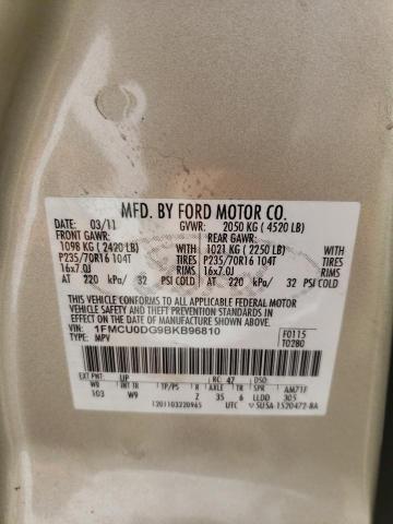 Photo 10 from auction – 2011 FORD ESCAPE XLT with VIN 1FMCU0DG9BKB96810