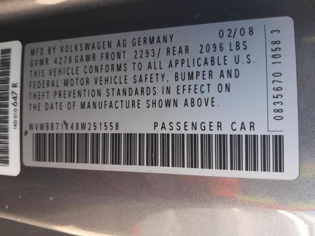 Photo 10 from auction – 2008 VOLKSWAGEN RABBIT with VIN WVWBB71K48W251558