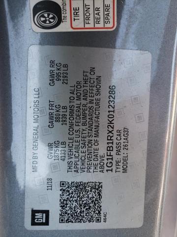 Photo 10 from auction – 2019 CHEVROLET CAMARO LS with VIN 1G1FB1RX2K0123286